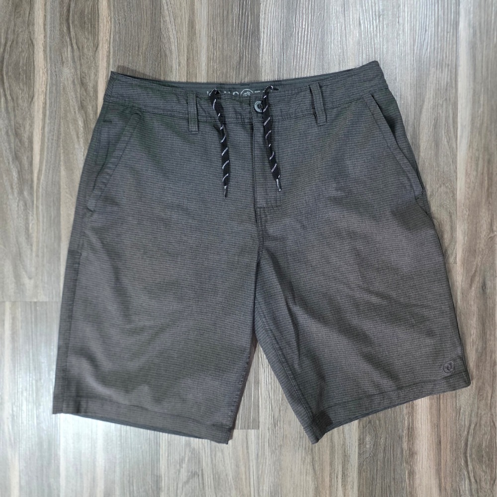 Hang Ten Mens Hybrid Shorts Gray Micro Stripe Quick Dry Board Shorts Size 32
